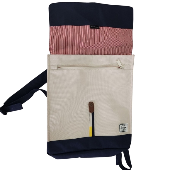 HERSCHEL SUPPLY CO. unisex cream navy colorblock City Mid Volume backpack - Picture 5 of 16